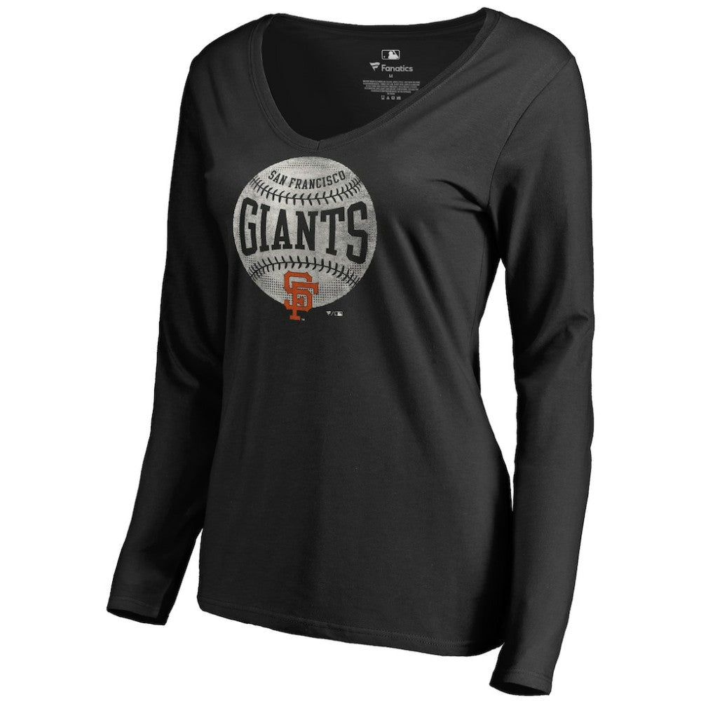 San Francisco Giants Women's Cooperstown Collection Slider Long Sleeve V-Neck T-Shirt - Black - MLB Online