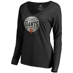 San Francisco Giants Women's Cooperstown Collection Slider Long Sleeve V-Neck T-Shirt - Black - MLB Online