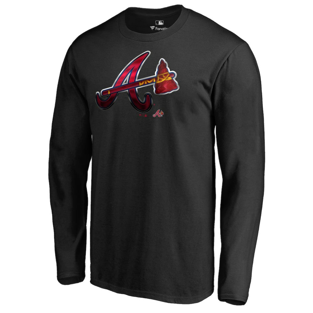 Atlanta Braves Midnight Mascot Long Sleeve T-Shirt - Black - MLB on Sale