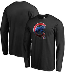 Chicago Cubs Midnight Mascot Long Sleeve T-Shirt - Black - MLB Discount