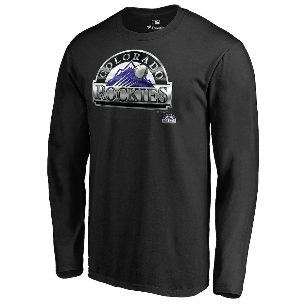 Colorado Rockies Midnight Mascot Long Sleeve T-Shirt - Black - MLB Discount