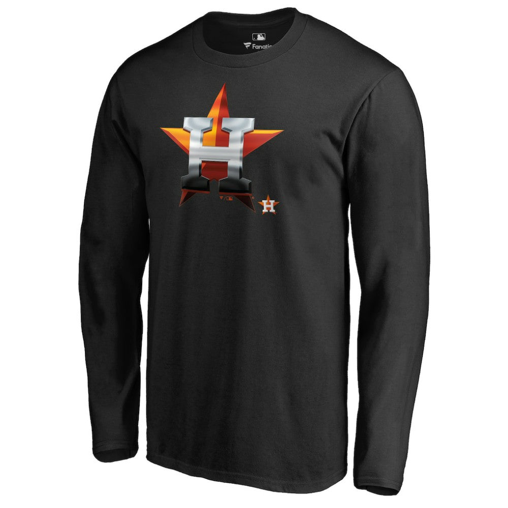 Houston Astros Midnight Mascot Long Sleeve T-Shirt - Black - MLB Sale