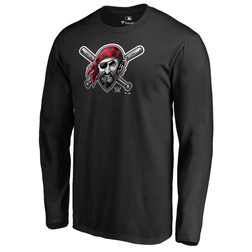 Pittsburgh Pirates Midnight Mascot Long Sleeve T-Shirt - Black - MLB Online