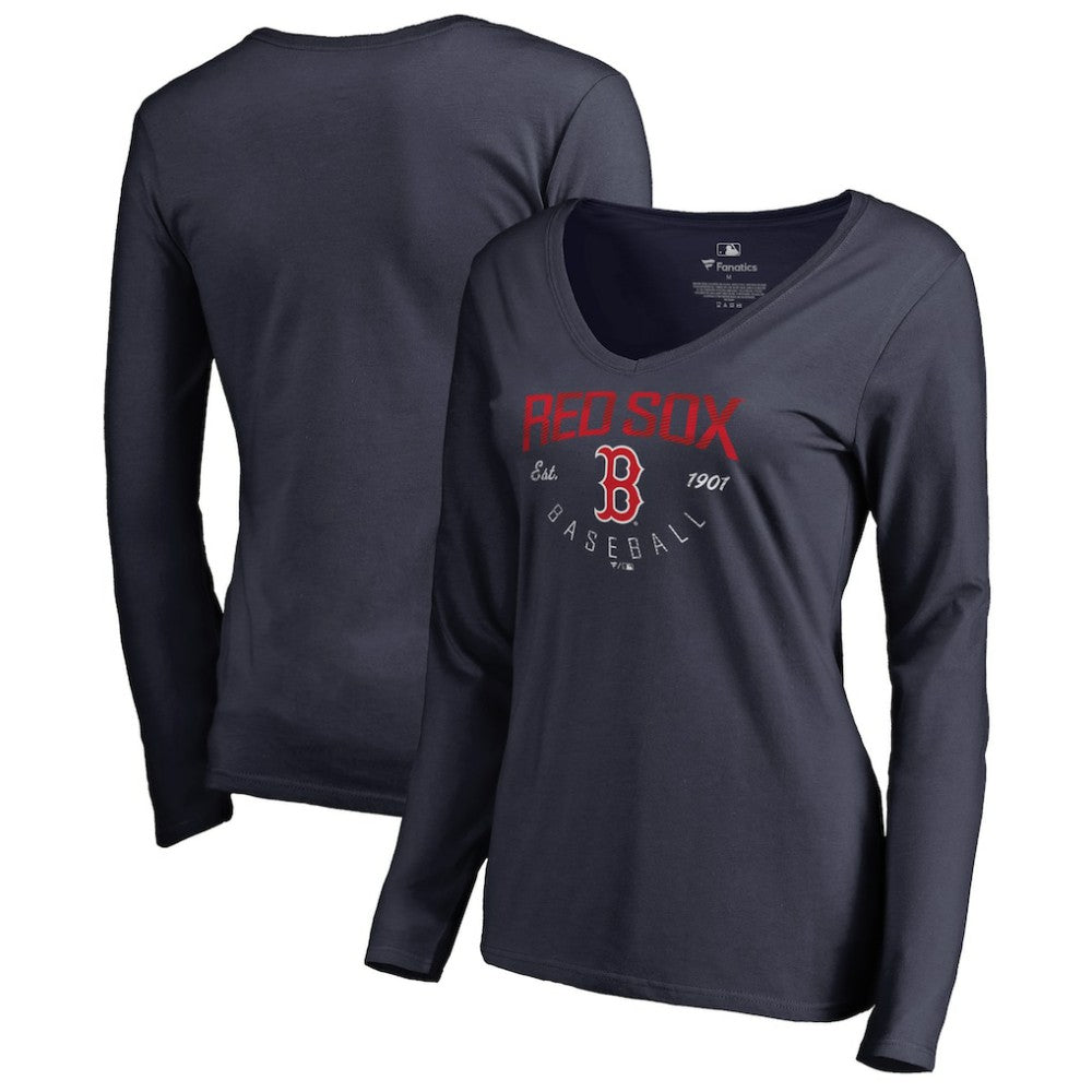 Boston Red Sox Women's Live For It Long Sleeve T-Shirt - Navy - MLB on Sale