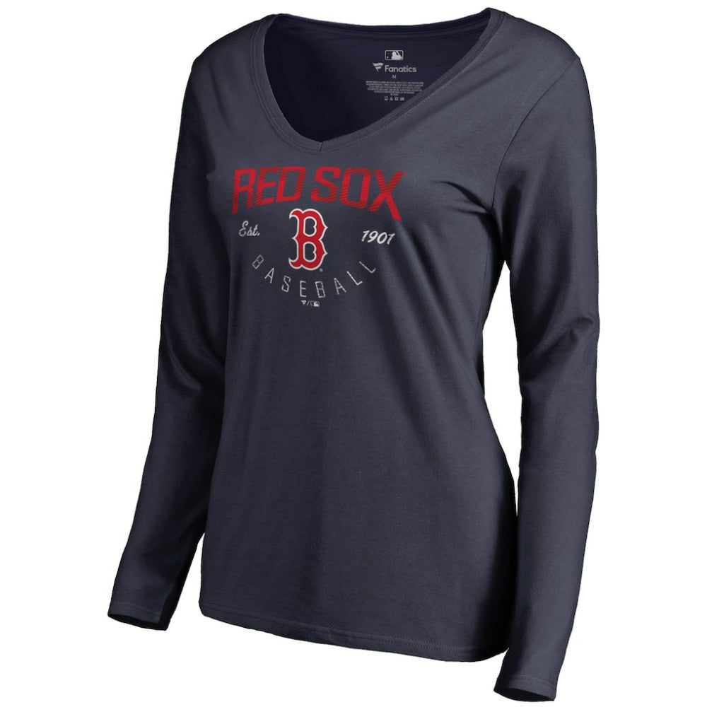 Boston Red Sox Women's Live For It Long Sleeve T-Shirt - Navy - MLB on Sale