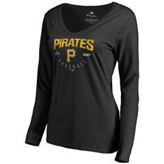 Pittsburgh Pirates Women's Live For It Long Sleeve T-Shirt - Black - MLB Lifestyle
