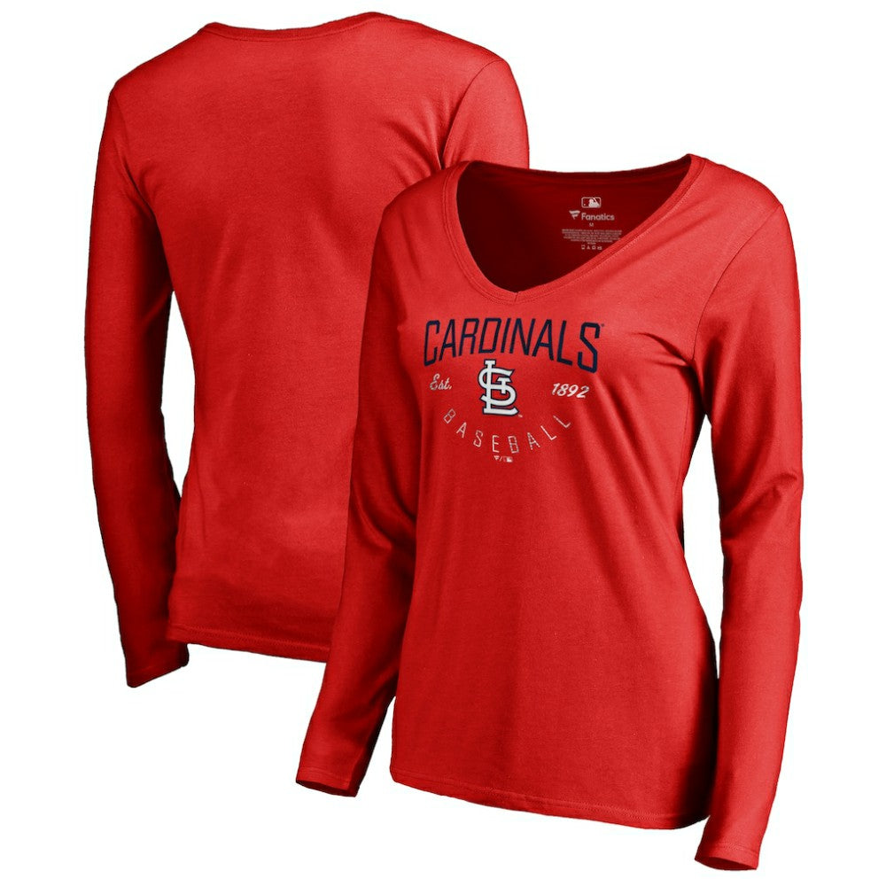 St. Louis Cardinals Women's Live For It Long Sleeve T-Shirt - Red - MLB Lifestyle