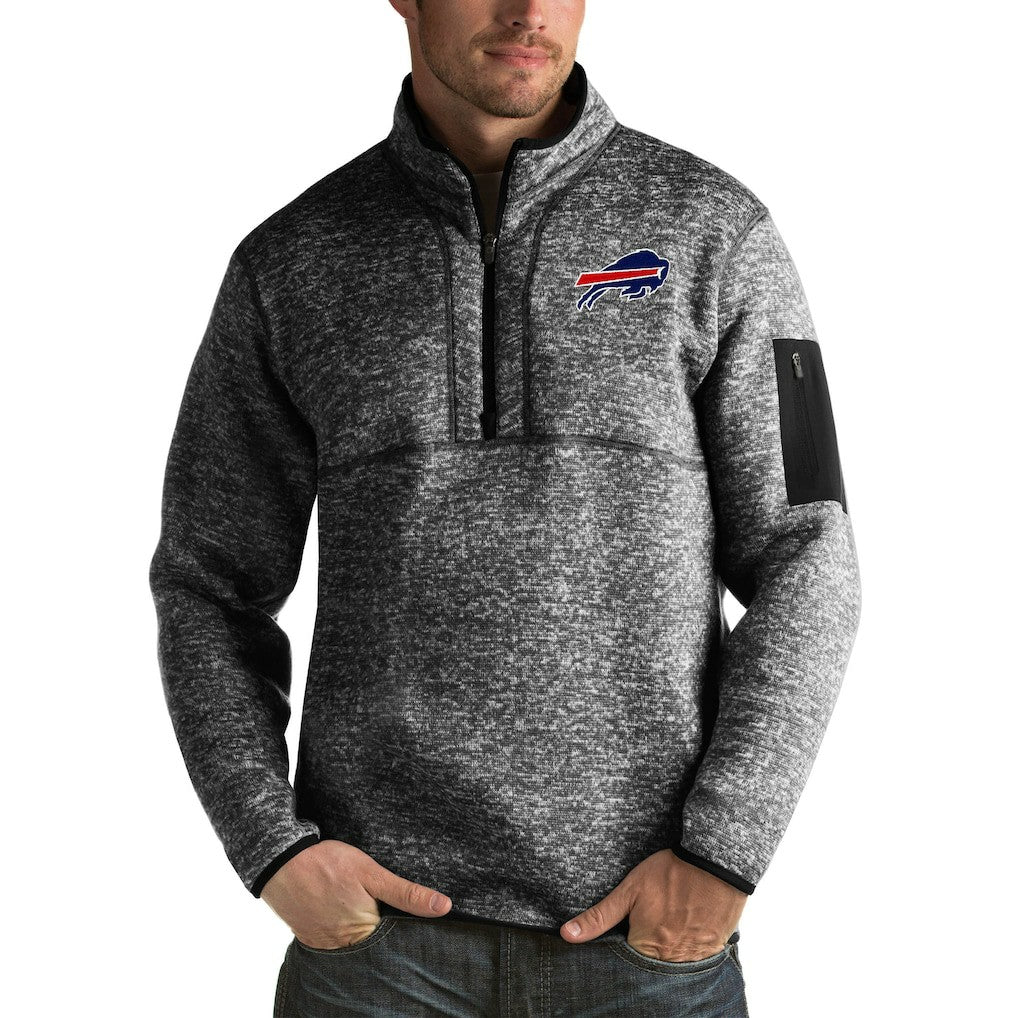 Buffalo Bills Antigua Fortune Big & Tall Quarter-Zip Pullover Jacket Heather Black