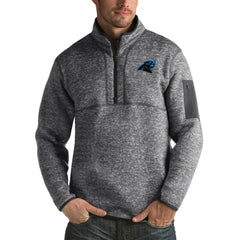 Carolina Panthers Antigua Fortune Big & Tall Quarter-Zip Pullover Jacket Charcoal