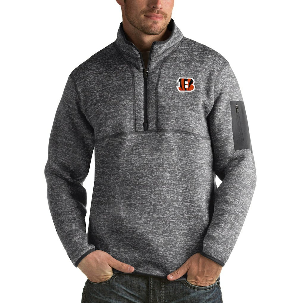 Cincinnati Bengals Antigua Fortune Big & Tall Quarter-Zip Pullover Jacket Charcoal