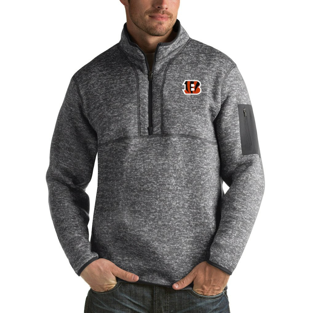 Cincinnati Bengals Antigua Fortune Big & Tall Quarter-Zip Pullover Jacket Charcoal
