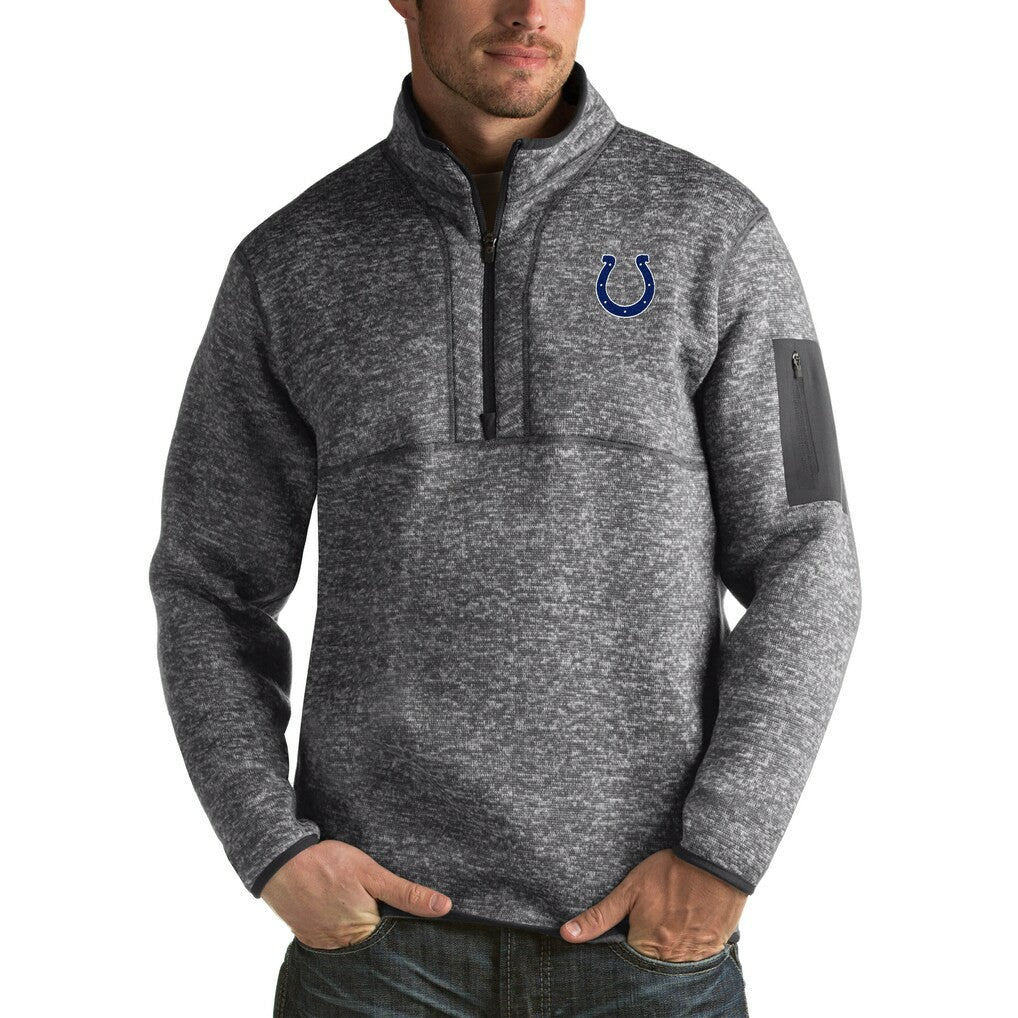 Indianapolis Colts Antigua Fortune Big & Tall Quarter-Zip Pullover Jacket Charcoal