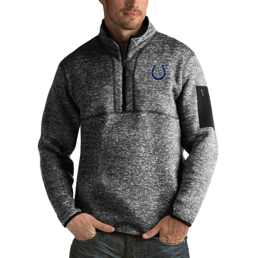 Indianapolis Colts Antigua Fortune Big & Tall Quarter-Zip Pullover Jacket Heather Black