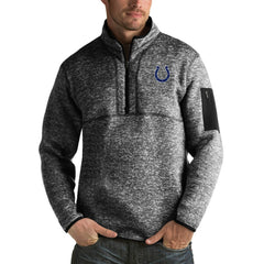 Indianapolis Colts Antigua Fortune Big & Tall Quarter-Zip Pullover Jacket Heather Black
