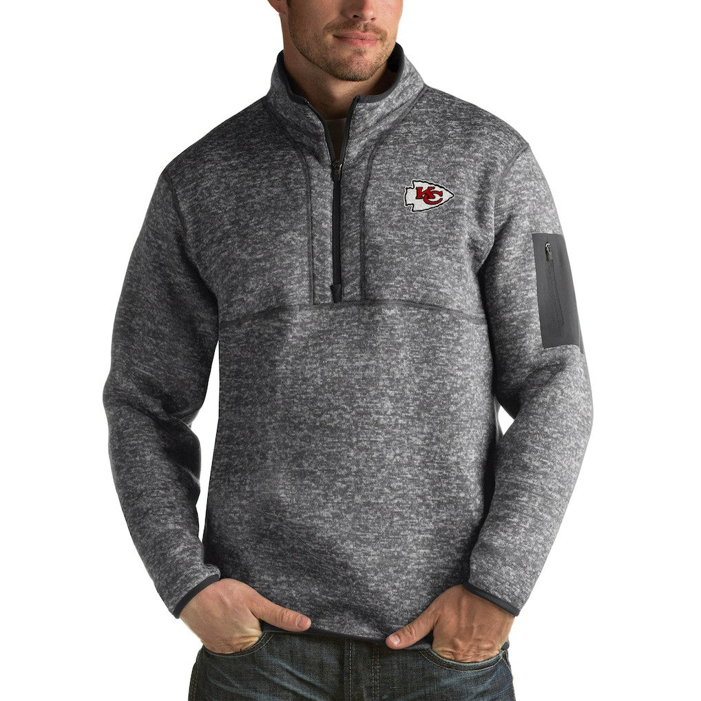 Kansas City Chiefs Antigua Fortune Big & Tall Quarter-Zip Pullover Jacket Charcoal