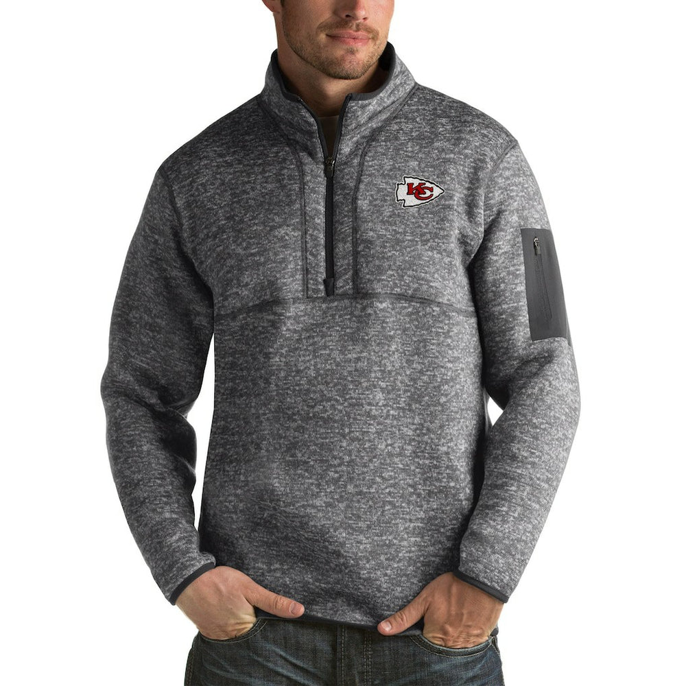 Kansas City Chiefs Antigua Fortune Big & Tall Quarter-Zip Pullover Jacket Charcoal