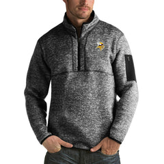 Minnesota Vikings Antigua Fortune Big & Tall Quarter-Zip Pullover Jacket Heather Black