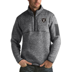Las Vegas Raiders Antigua Fortune Big & Tall Quarter-Zip Pullover Jacket Charcoal