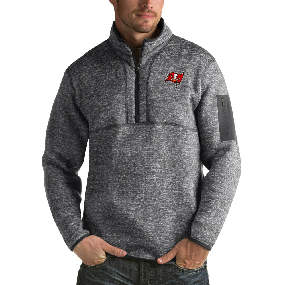 Tampa Bay Buccaneers Antigua Fortune Big & Tall Quarter-Zip Pullover Jacket Charcoal
