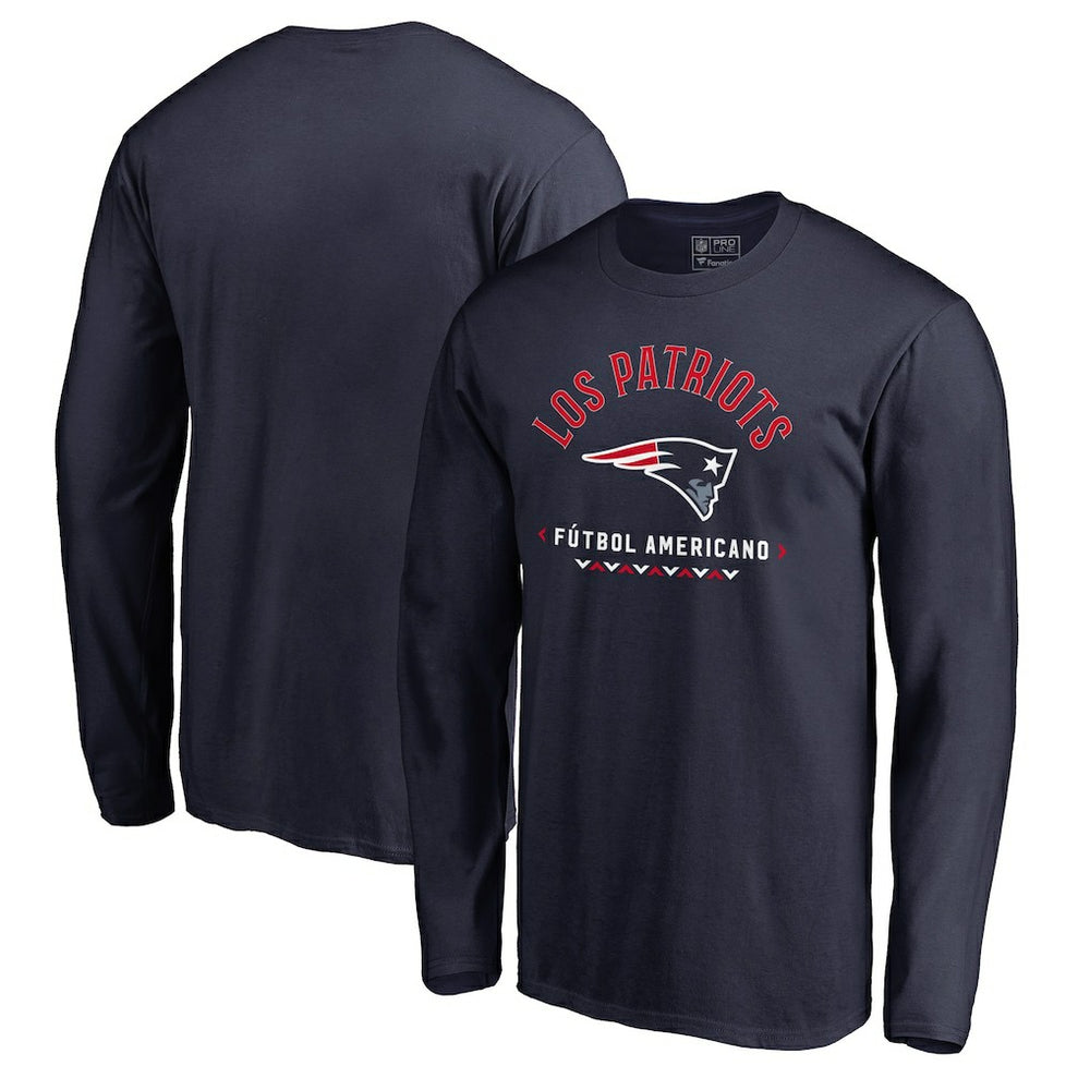 New England Patriots Futbol Americano Long Sleeve T-Shirt Navy