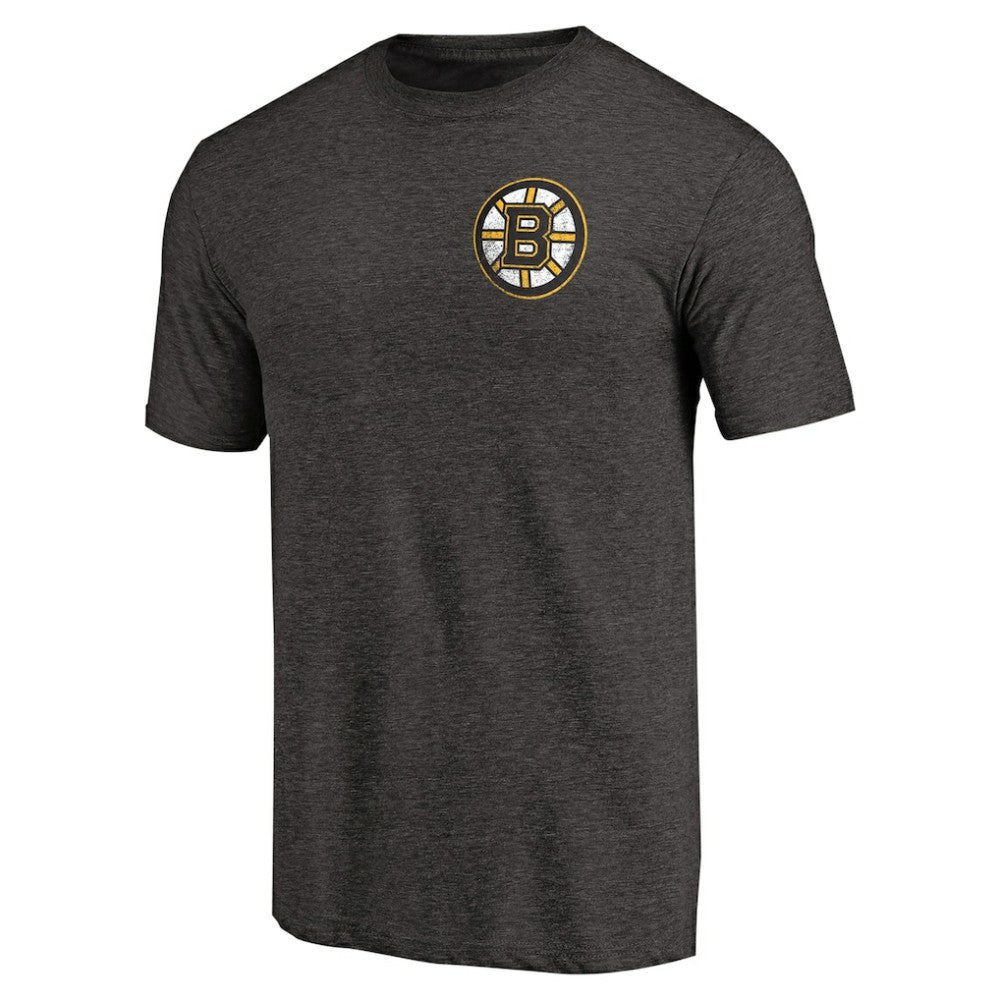 Boston Bruins Primary Logo Left Chest Distressed Tri-Blend T-Shirt - Black - NHL 3254332