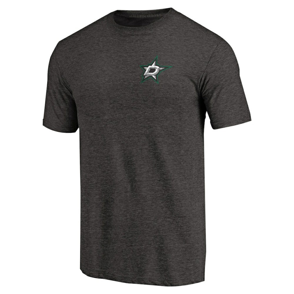 Dallas Stars Primary Logo Left Chest Distressed Tri-Blend T-Shirt - Black - NHL 3254339