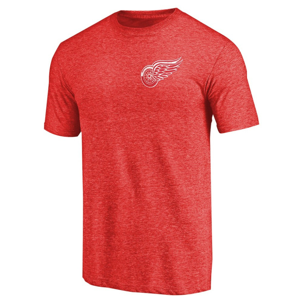 Detroit Red Wings Primary Logo Left Chest Distressed Tri-Blend T-Shirt - Red - NHL 3254340