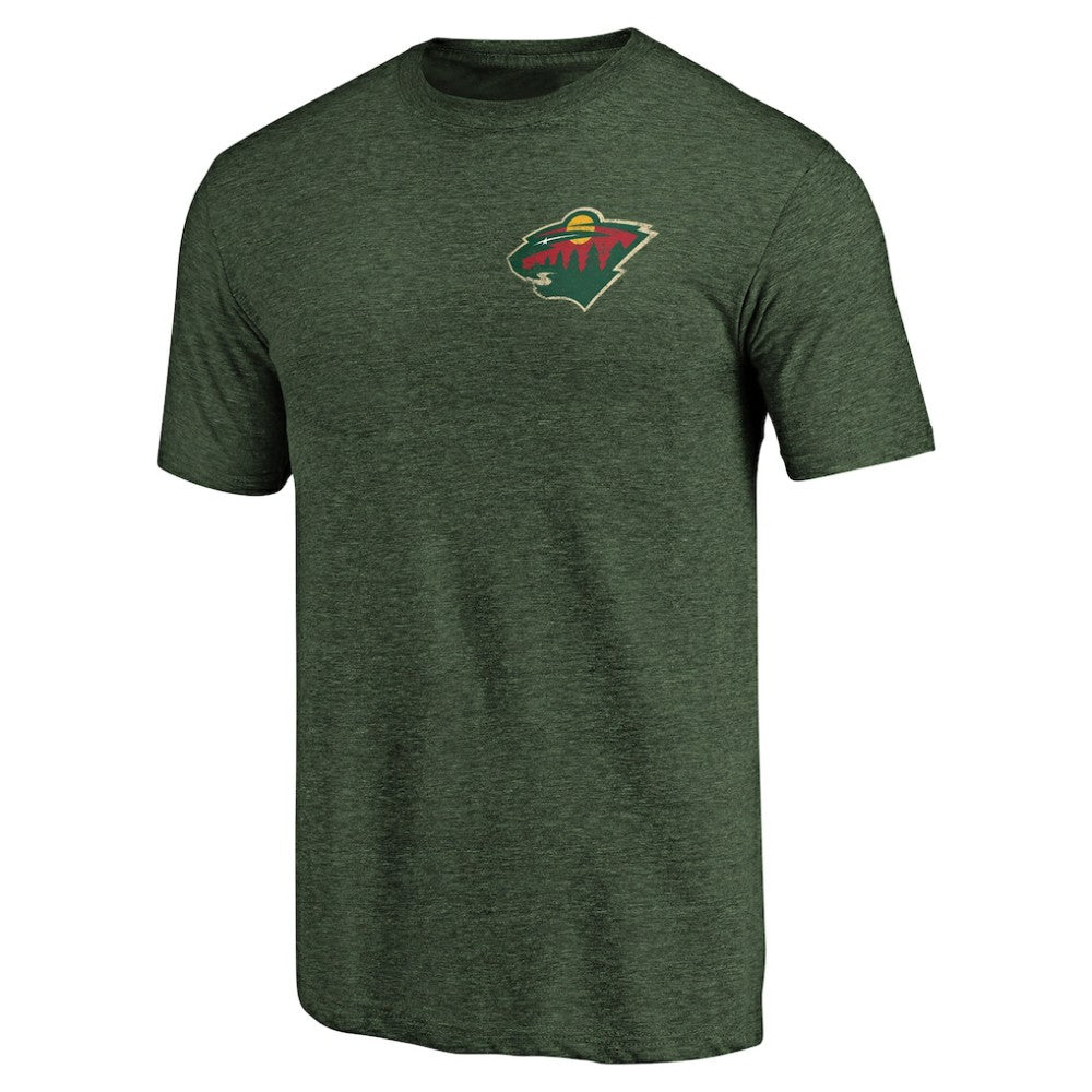 Minnesota Wild Primary Logo Left Chest Distressed Tri-Blend T-Shirt - Green - NHL 3254344