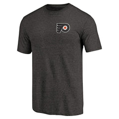 Philadelphia Flyers Primary Logo Left Chest Distressed Tri-Blend T-Shirt - Black - NHL 3254350