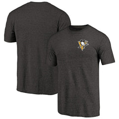 Pittsburgh Penguins Primary Logo Left Chest Distressed Tri-Blend T-Shirt - Black - NHL 3254351