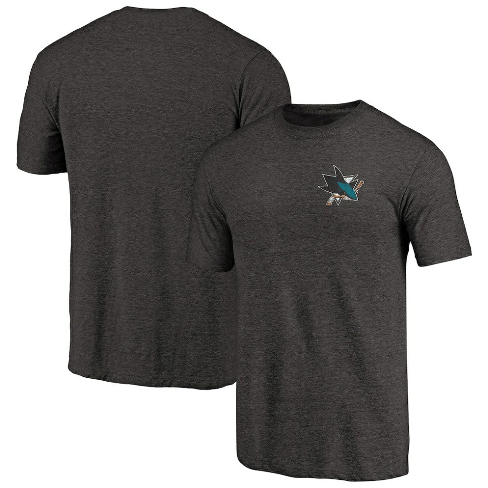 San Jose Sharks Primary Logo Left Chest Distressed Tri-Blend T-Shirt - Black - NHL 3254352