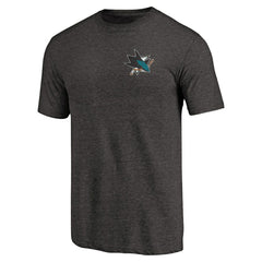 San Jose Sharks Primary Logo Left Chest Distressed Tri-Blend T-Shirt - Black - NHL 3254352