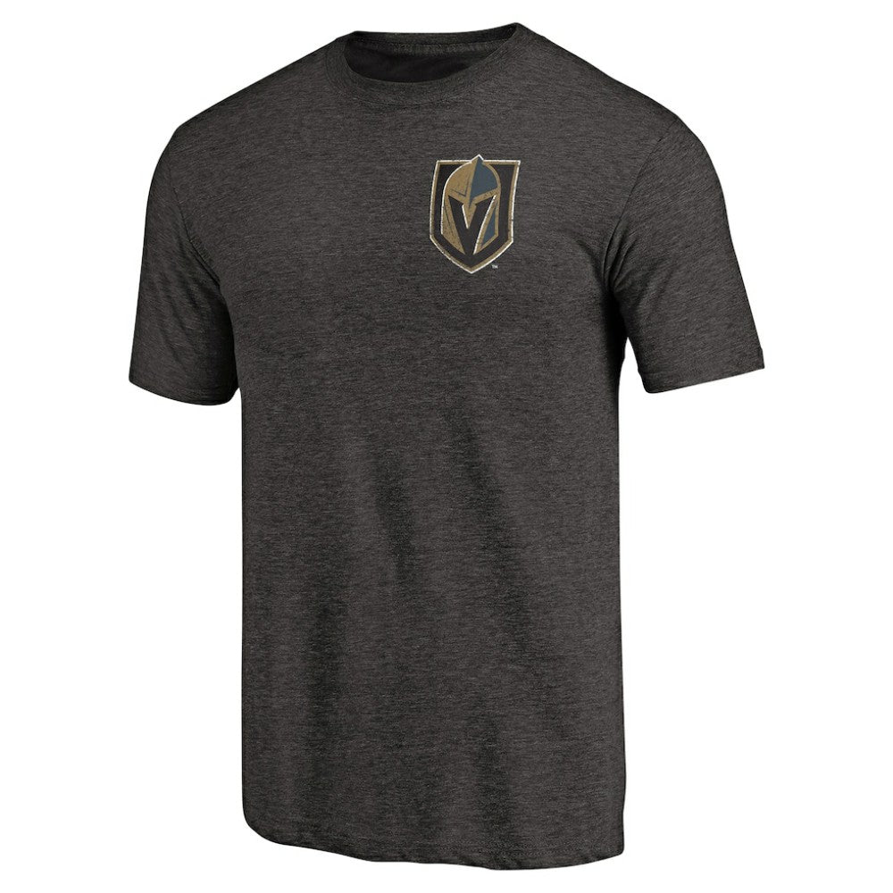 Vegas Golden Knights Primary Logo Left Chest Distressed Tri-Blend T-Shirt - Black - NHL 3254353