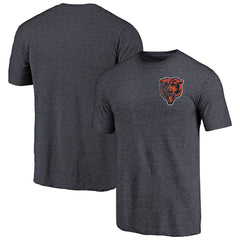 Chicago Bears Primary Logo Left Chest Distressed Tri-Blend T-Shirt Heathered Navy