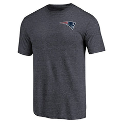 New England Patriots Primary Logo Left Chest Distressed Tri-Blend T-Shirt Heathered Navy