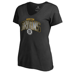 Boston Bruins Women's Arch Smoke V-Neck T-Shirt - Black - NHL 3255545
