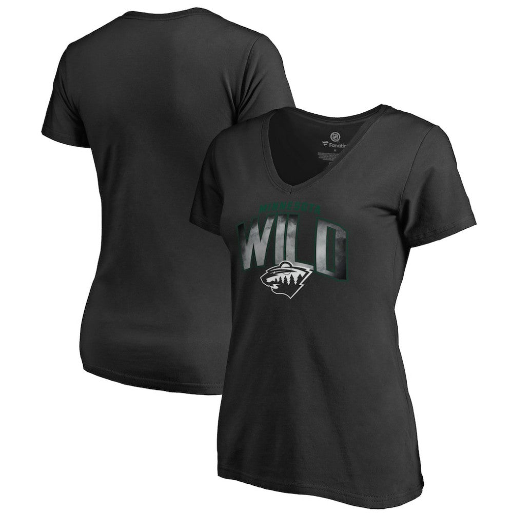 Minnesota Wild Women's Arch Smoke V-Neck T-Shirt - Black - NHL 3255557