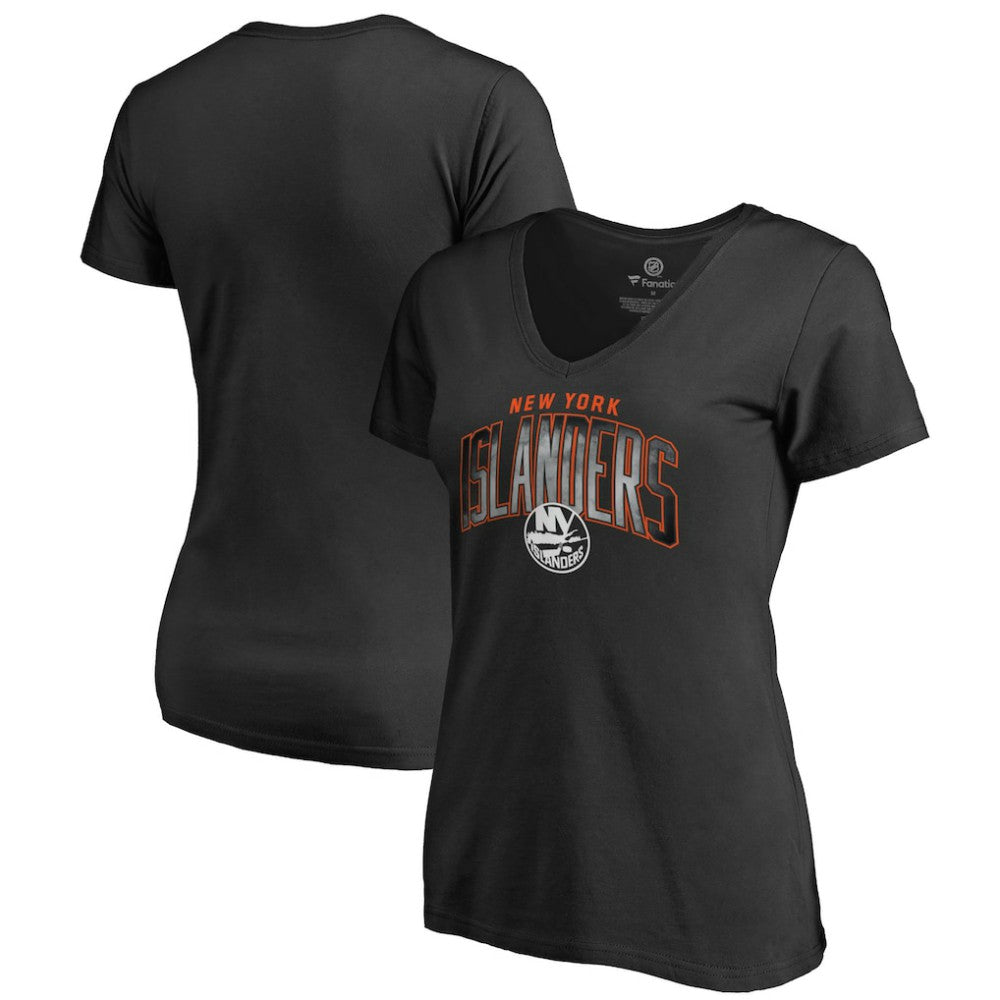 New York Islanders Women's Arch Smoke V-Neck T-Shirt - Black - NHL 3255561