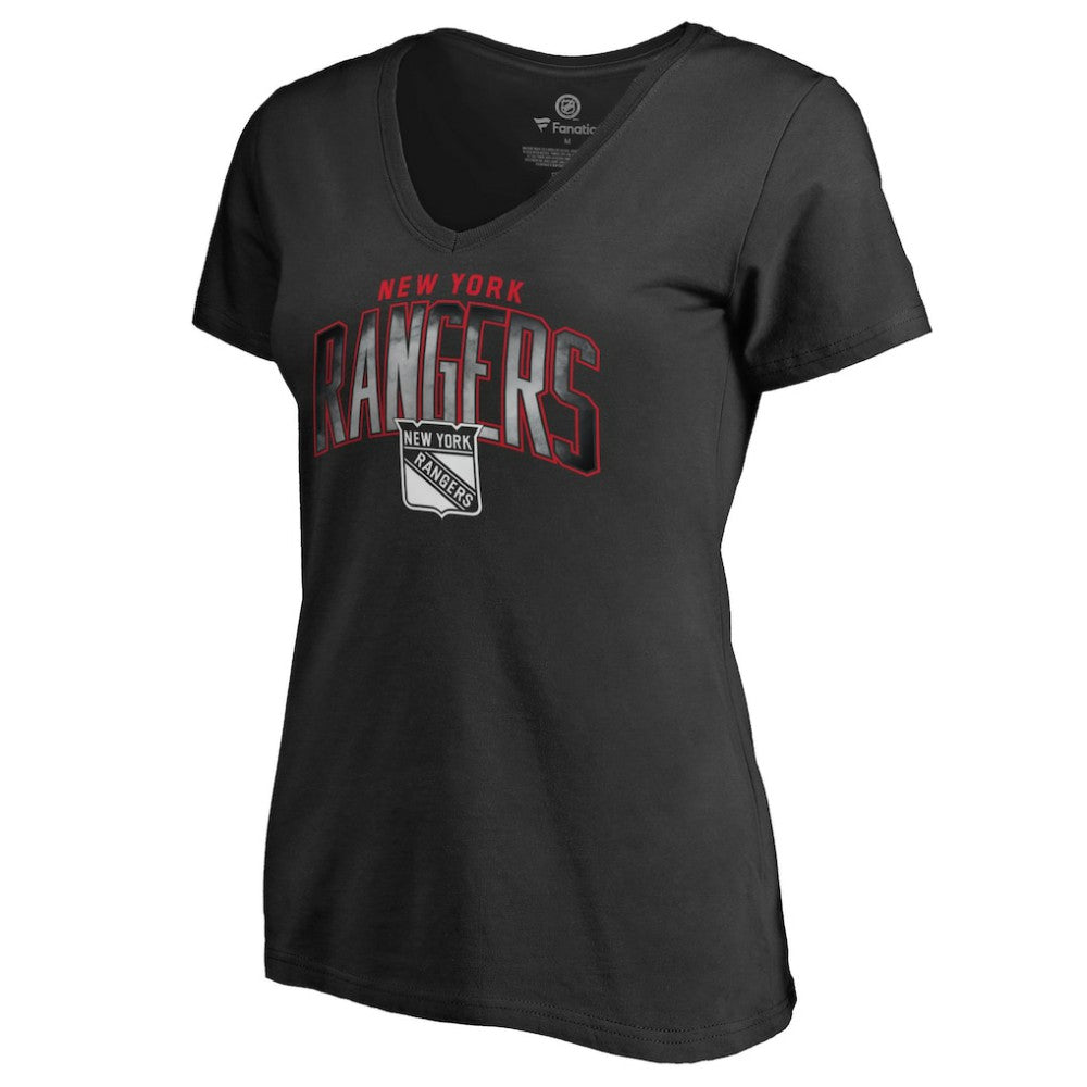 New York Rangers Women's Arch Smoke V-Neck T-Shirt - Black - NHL 3255562