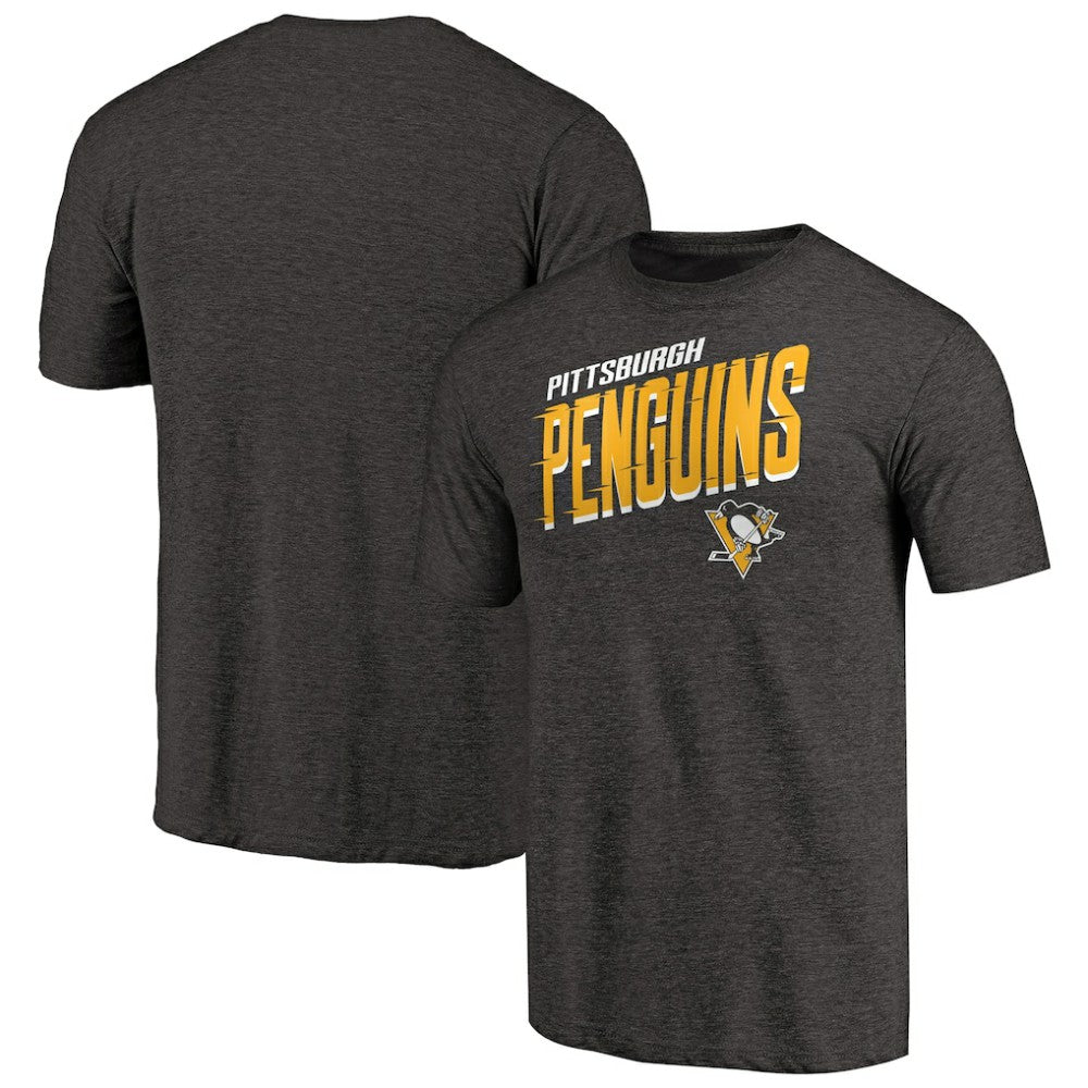 Pittsburgh Penguins Slant Strike Tri-Blend T-Shirt - Black - NHL 3255851