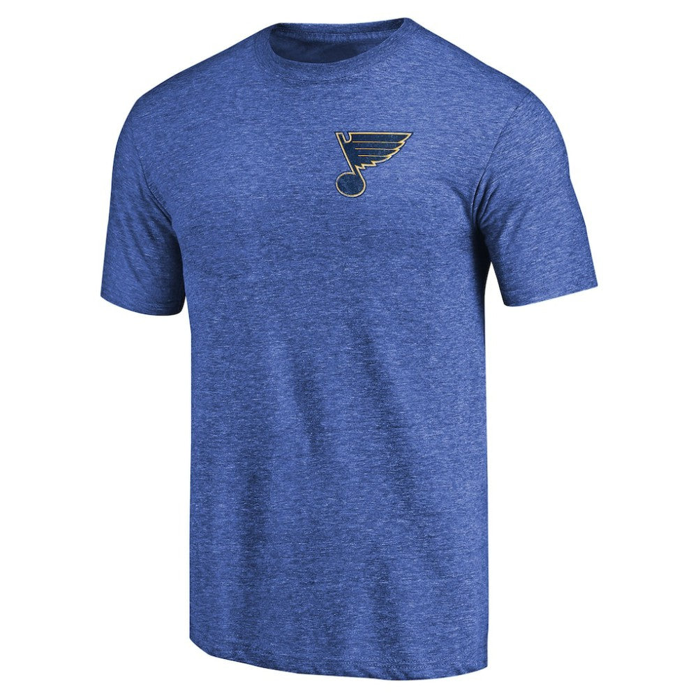 St. Louis Blues Primary Logo Left Chest Distressed Tri-Blend T-Shirt - Heathered Blue - NHL 3272054