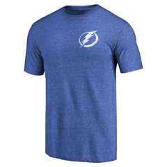Tampa Bay Lightning Primary Logo Left Chest Distressed Tri-Blend T-Shirt - Heathered Blue - NHL 3272055
