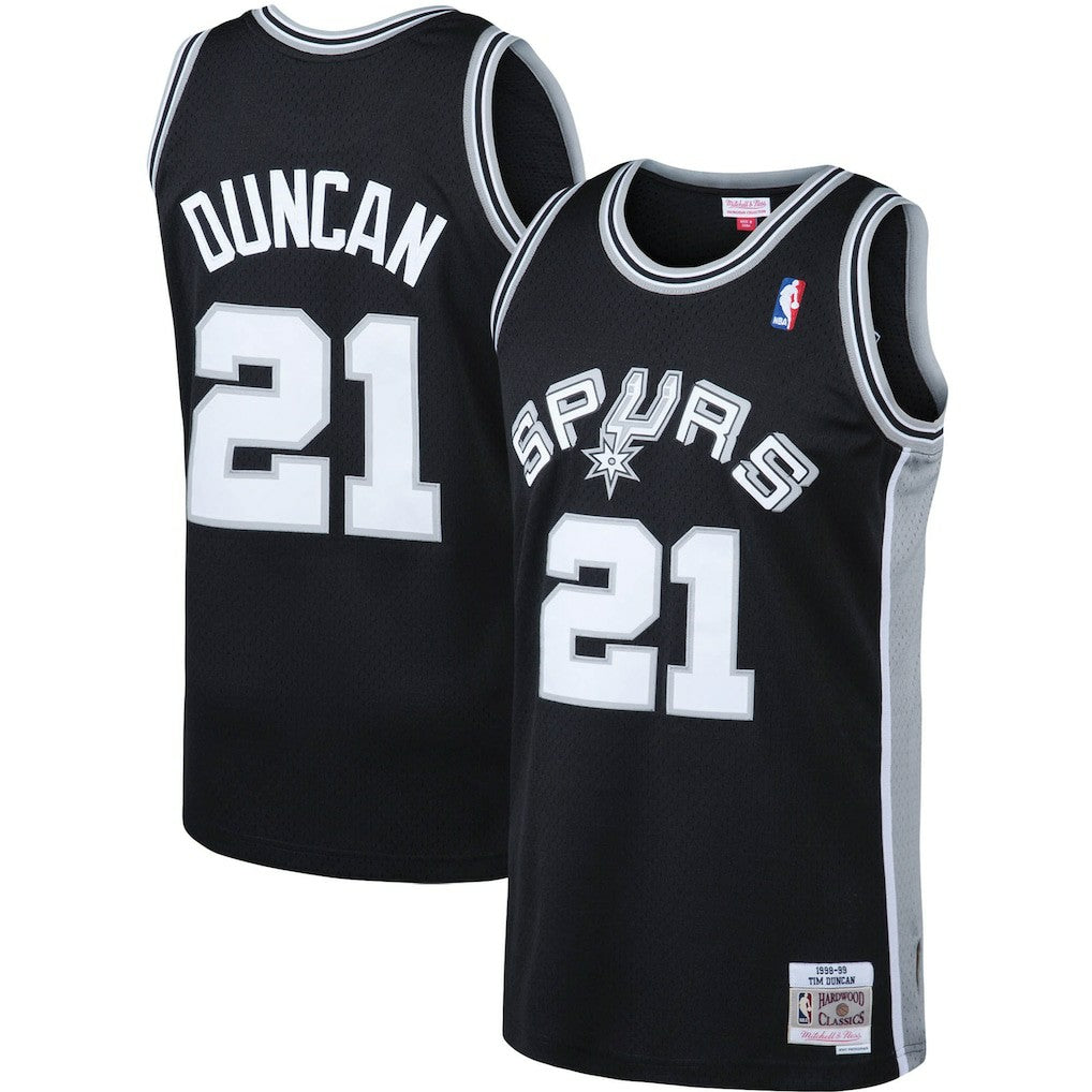 Tim Duncan San Antonio Spurs 1998/99 Big & Tall Hardwood Classics Swingman Jersey Black | Mitchell & Ness online