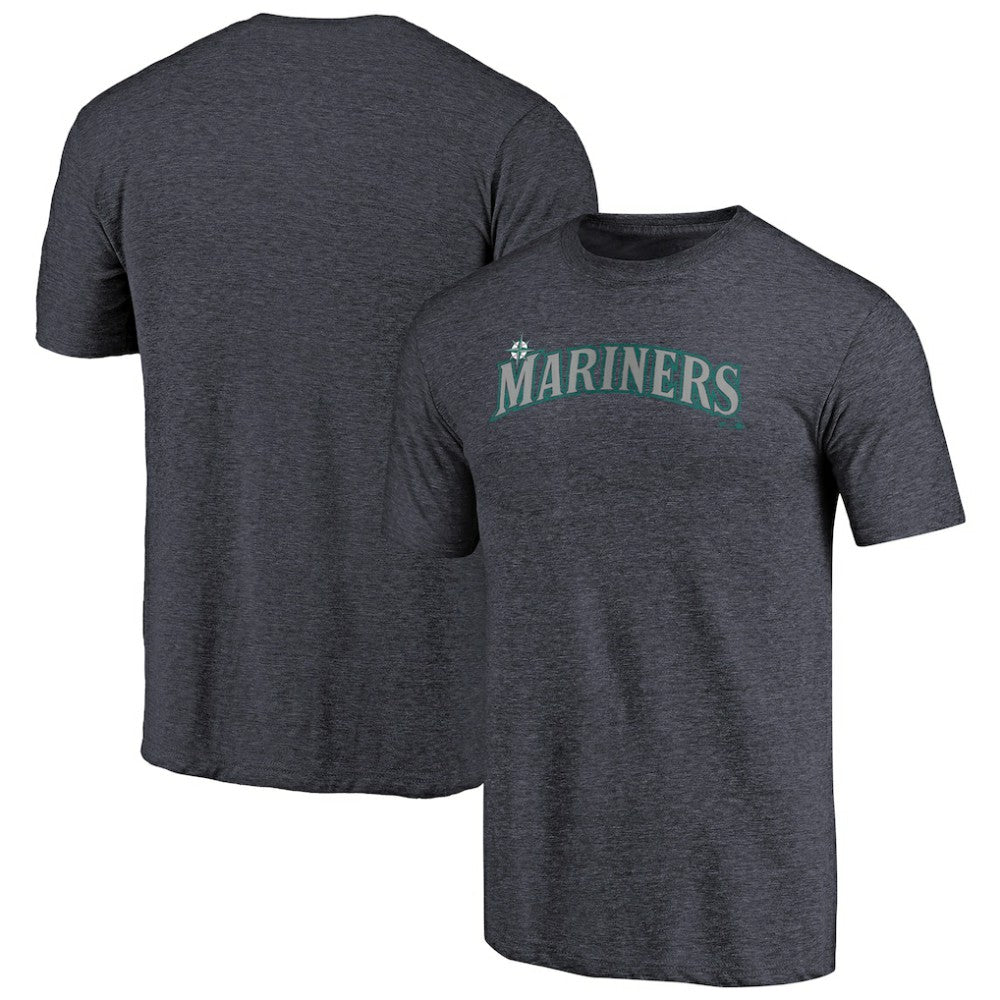 Seattle Mariners Team Wordmark Tri-Blend T-Shirt - Navy - MLB Lifestyle