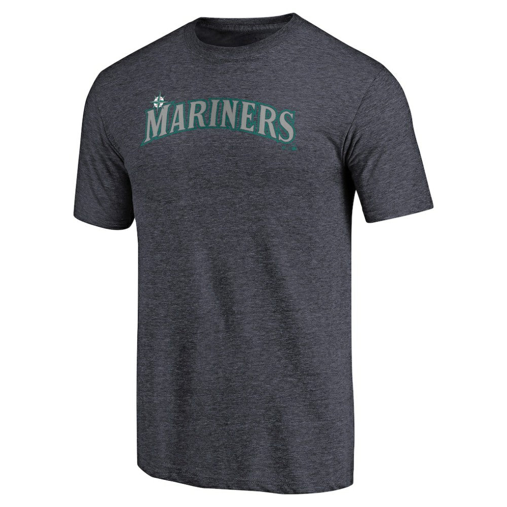 Seattle Mariners Team Wordmark Tri-Blend T-Shirt - Navy - MLB Lifestyle