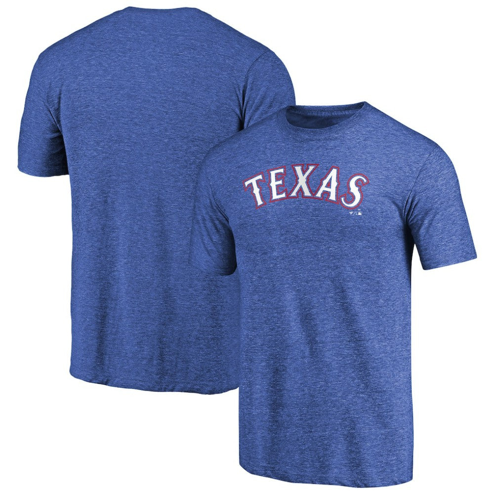Texas Rangers Team Wordmark Tri-Blend T-Shirt - Royal - MLB Discount