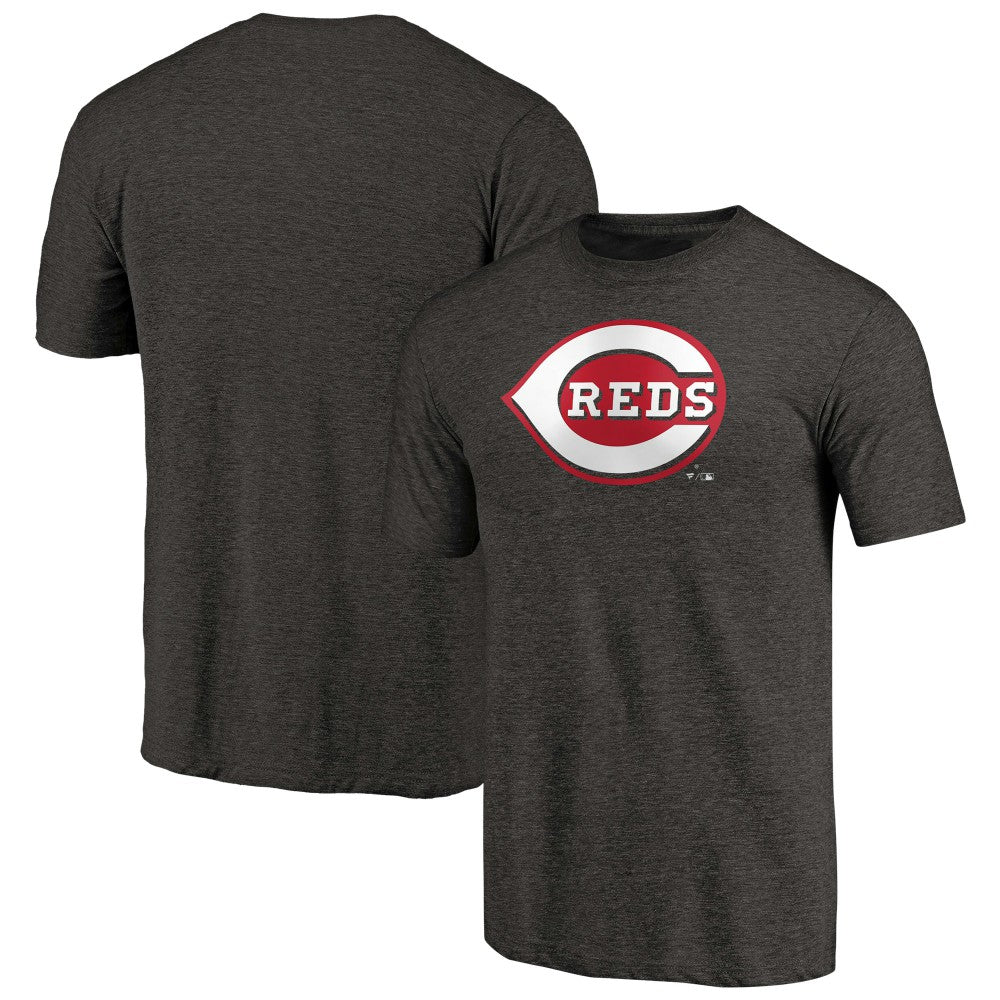 Cincinnati Reds Team Wordmark Tri-Blend T-Shirt - Black - MLB Lifestyle