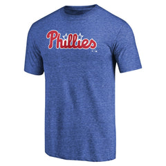 Philadelphia Phillies Team Wordmark Tri-Blend T-Shirt - Royal - MLB Discount