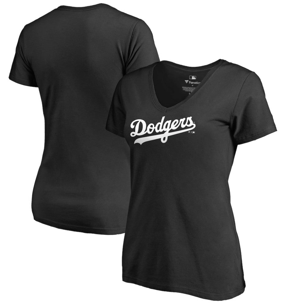 Los Angeles Dodgers Women's Team Wordmark V-Neck T-Shirt - Black - MLB Online