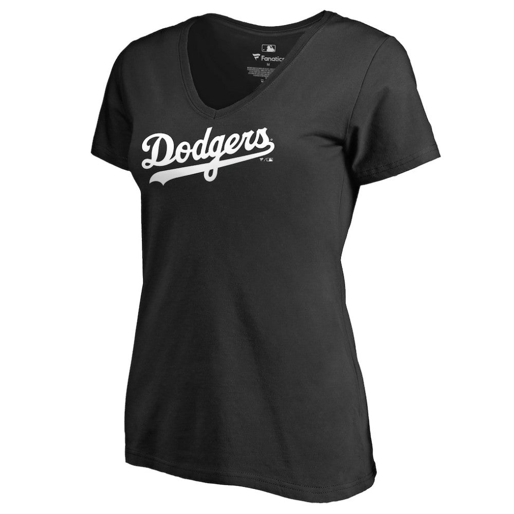 Los Angeles Dodgers Women's Team Wordmark V-Neck T-Shirt - Black - MLB Online